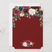 Romantic Burgundy Navy Blue Floral Wedding Kaart (Achterkant)