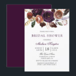Romantic Burgundy Paars Plum Floral Vrijgezellenfe Kaart<br><div class="desc">Romantic Burgundy Paars Plum Floral Bridal Shower Invitation Zie bijbehorend collectie in voorraad</div>