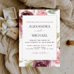 Romantic Burgundy Pink Floral Wedding Kaart<br><div class="desc">Romantic Burgundy and Blush Pink Modern and Elegant Faux Floral Waterverf Spring Wedding Invitations - bevat prachtige en elegante scripttypografie met moderne botanische bloemen en groen voor de speciale viering van de huwelijksdag.</div>