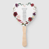 Romantic Burgundy Pink Floral Wedding Programme Handwaaier (Achterkant)