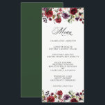 Romantic Burgundy Plum en Blush Floral Menu<br><div class="desc">Een romantische keuze in een bruiloft, dit menuontwerp is voorzien van rijke romantische kleuren van woedend rood, plum paars, wazige roze en ethergroenery in een mooie florale grens langs de boven- en onderrand van het ontwerp. De achterkant van het menu is bedekt in de overeenkomende groene kleur van de jager...</div>