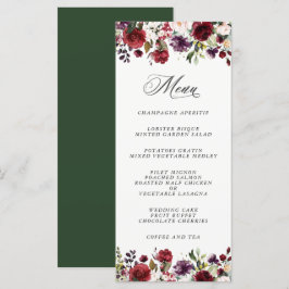 Romantic Burgundy Plum en Blush Floral Menu