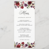 Romantic Burgundy Plum en Blush Floral Menu (Voorkant)