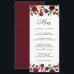 Romantic Burgundy Plum en Blush Floral Menu<br><div class="desc">Een romantische keuze in een bruiloft, dit menuontwerp is voorzien van rijke romantische kleuren van woedend rood, plum paars, wazige roze en ethergroenery in een mooie florale grens langs de boven- en onderrand van het ontwerp. De achterkant van het menu is bedekt met de bijbehorende kleur van de Bourgogne, waardoor...</div>