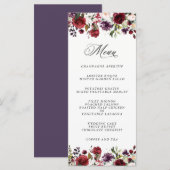 Romantic Burgundy Plum en Blush Floral Menu (Voorkant / Achterkant)