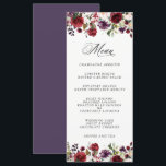 Romantic Burgundy Plum en Blush Floral Menu<br><div class="desc">Een romantische keuze in een bruiloft, dit menuontwerp is voorzien van rijke romantische kleuren van woedend rood, plum paars, wazige roze en ethergroenery in een mooie florale grens langs de boven- en onderrand van het ontwerp. De achterkant van het menu is bedekt in de passende (paarse) kleur die een uniek...</div>