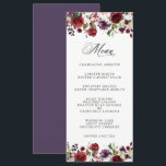Romantic Burgundy Plum en Blush Floral Menu<br><div class="desc">Een romantische keuze in een bruiloft, dit menuontwerp is voorzien van rijke romantische kleuren van woedend rood, plum paars, wazige roze en ethergroenery in een mooie florale grens langs de boven- en onderrand van het ontwerp. De achterkant van het menu is bedekt in de passende (paarse) kleur die een uniek...</div>