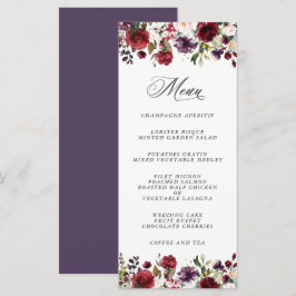 Romantic Burgundy Plum en Blush Floral Menu