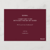 Romantic Burgundy Red Blush Pink Floral Bridesmaid Briefkaart (Achterkant)