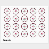 Romantic Burgundy Red | Blush Pink Floral Wedding Ronde Sticker (Vel)