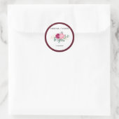 Romantic Burgundy Red | Blush Pink Floral Wedding Ronde Sticker (Tas)