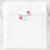 Romantic Burgundy Red | Blush Pink Floral Wedding Ronde Sticker (Tas)