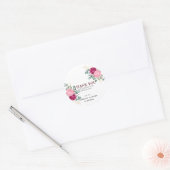 Romantic Burgundy Red | Blush Pink Floral Wedding Ronde Sticker (Envelop)