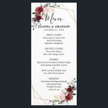Romantic Burgundy Red Blush Roos Floral Geometric Menu<br><div class="desc">De elegante en moderne romantische geometrische waterverf floral bruiloft is voorzien van een boeket van bogundy / marsala , wazige roze, Paarse, perzikkleurige waterverf rozen met bijpassende bladeren. Ideaal voor een herfst-/midzomerbruiloft. Zoek meer overeenkomende design en variaties uit mijn winkel met 'blissweddingpaperie'. Je kunt contact met me opnemen voor meer...</div>