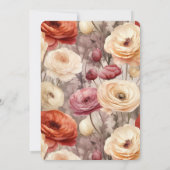 Romantic Burgundy Red Cream Floral Birthday Kaart (Achterkant)