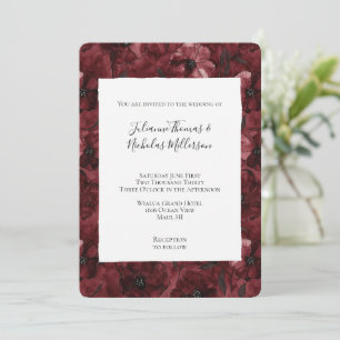 Romantic Burgundy Red Floral Wedding Kaart