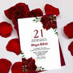 Romantic Burgundy Red Rose 21st Birthday Invite Kaart<br><div class="desc">Romantic Burgundy Red Rose 21st Birthday Invite Zie collectie in voorraad</div>