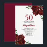 Romantic Burgundy Red Rose 50th Birthday Invite Kaart<br><div class="desc">Romantic Burgundy Red Rose 50th Birthday Invite Zie collectie in voorraad</div>