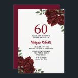 Romantic Burgundy Red Rose 60th Birthday Invite Kaart<br><div class="desc">Romantic Burgundy Red Rose 60th Birthday Invite Zie collectie in voorraad</div>