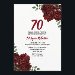 Romantic Burgundy Red Rose 70th Birthday Invite Kaart<br><div class="desc">Romantic Burgundy Red Rose 70th Birthday Invite Zie collectie in voorraad</div>
