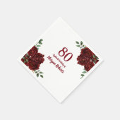 Romantic Burgundy Red Rose 80th Birthday Party Servet (Hoek)