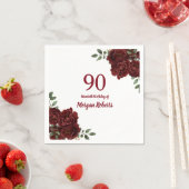 Romantic Burgundy Red Rose 90e verjaardag Servetten (Insitu)
