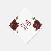 Romantic Burgundy Red Rose 90e verjaardag Servetten (Hoek)