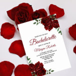 Romantic Burgundy Red Rose Bachelorette Invite Kaart<br><div class="desc">Romantic Burgundy Red Rose Bachelorette Invite Zie bijbehorend collectie in winkel</div>
