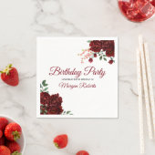 Romantic Burgundy Red Rose Birthday Party Servet (Insitu)