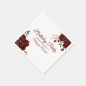 Romantic Burgundy Red Rose Birthday Party Servet (Hoek)