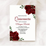 Romantic Burgundy Red Rose Quinceanera Invite Kaart<br><div class="desc">Romantic Burgundy Red Rose Quinceanera Invite Zie bijbehorend collectie in voorraad</div>