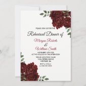 Romantic Burgundy Red Rose Rehearsal Dinner Invite Kaart (Voorkant)