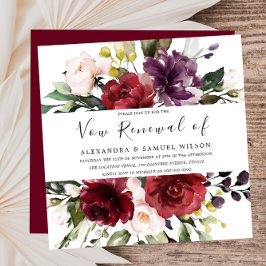Romantic Burgundy Red Rose Vow Renewal Kaart