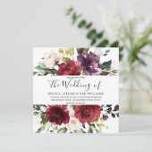 Romantic Burgundy Red Rose Waterverf bruiloft Kaart (Staand voorkant)