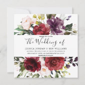 Romantic Burgundy Red Rose Waterverf bruiloft Kaart (Voorkant)