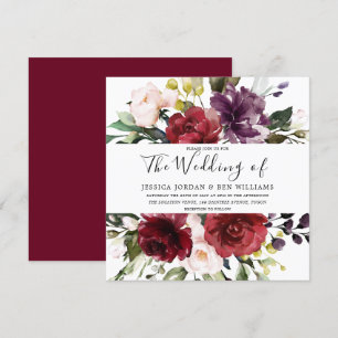 Romantic Burgundy Red Rose Waterverf bruiloft Kaart