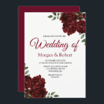 Romantic Burgundy Red Rose Wedding Invitation Kaart<br><div class="desc">Romantic Burgundy Red Rose Wedding Invitation Zie bijbehorend collectie in winkel</div>