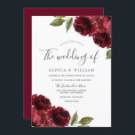 Romantic Burgundy Red Rose Wedding Kaart<br><div class="desc">Romantic Burgundy Red Rose Wedding Invitation Bekijk het collectie in Niche en Nest Store</div>