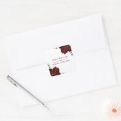 Romantic Burgundy Red Rose Wedding Verloving Vierkante Sticker (Envelop)