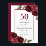 Romantic Burgundy Red Roses 50th Birthday Party Kaart<br><div class="desc">Romantic Burgundy Red Roses 50th Birthday Party Invitation Bekijk het collectie in Niche en Nest Store</div>