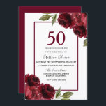 Romantic Burgundy Red Roses 50th Birthday Party Kaart<br><div class="desc">Romantic Burgundy Red Roses 50th Birthday Party Invitation Bekijk het collectie in Niche en Nest Store</div>