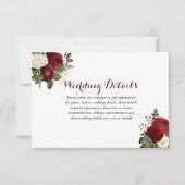 Romantic Burgundy Red White Floral Weddenschap Det Kaart (Voorkant)