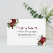 Romantic Burgundy Red White Floral Weddenschap Det Kaart (Staand voorkant)
