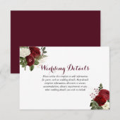 Romantic Burgundy Red White Floral Weddenschap Det Kaart (Voorkant / Achterkant)