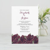 Romantic Burgundy Roos Elegant Wedding Invitation Kaart (Staand voorkant)