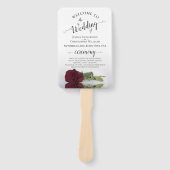 Romantic Burgundy Roos Elegant Wedding Programme Handwaaier (Voorkant)