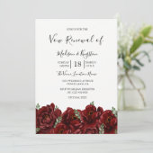 Romantic Burgundy Roos Vow Renewal Uitnodiging (Staand voorkant)