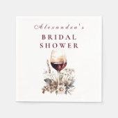 Romantic Burgundy Rose Wine Bridal Shower Servet (Voorkant)