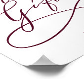 Romantic Burgundy Text Calligrafie Kaarten en cade Poster (Hoek)