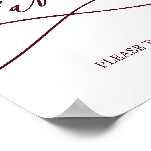 Romantic Burgundy Text Calligraphy Weddenschappen Poster (Hoek)